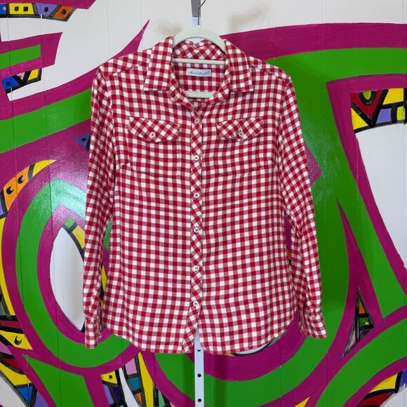 KEREN hart, Red and White Plaid Shirt. Size Small. Good used condition! - Picture 1 of 6